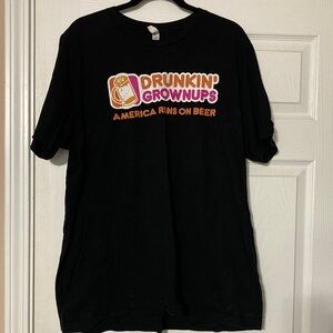Black Graphic T-Shirt with Beer Theme - size XXL